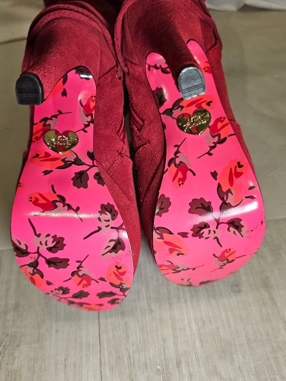 Betsey Johnson Vickki Boots Red Over Knee Platform Heel Women's Sz 6 - Picture 5 of 5